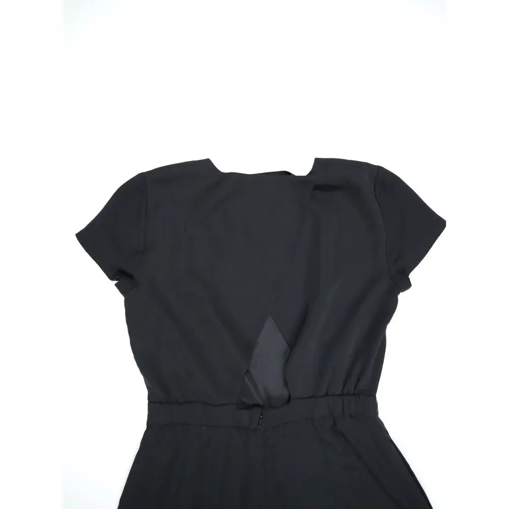 J.Crew Black Wide Leg Cropped Jumpsuit Open Back Career Minimalist Quiet Luxury